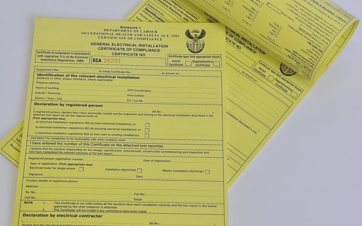 electrical certificate of compliance